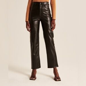 Abercrombie Ankle Straight Ultra High Rise Vegan Leather Pants Size 16 LONG